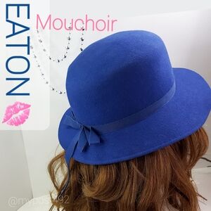 Y2K Vintage Mouchoir Eaton🎀 Blue Felt Hat with Ribbon